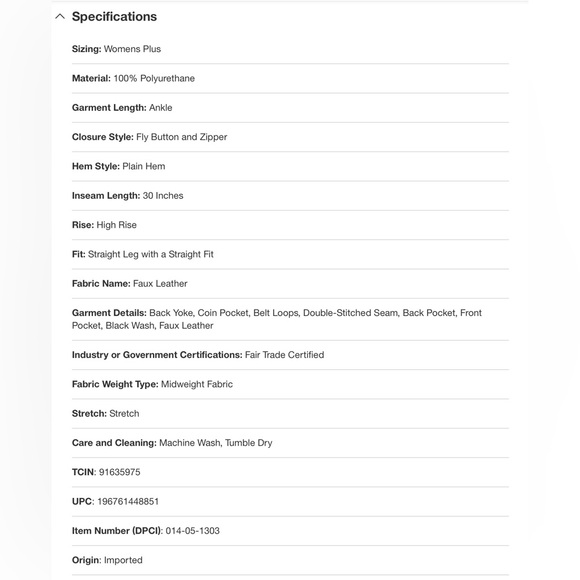 Universal Thread Leather Like Pants Brand New With Tag Size 4S - Picture 12 of 15